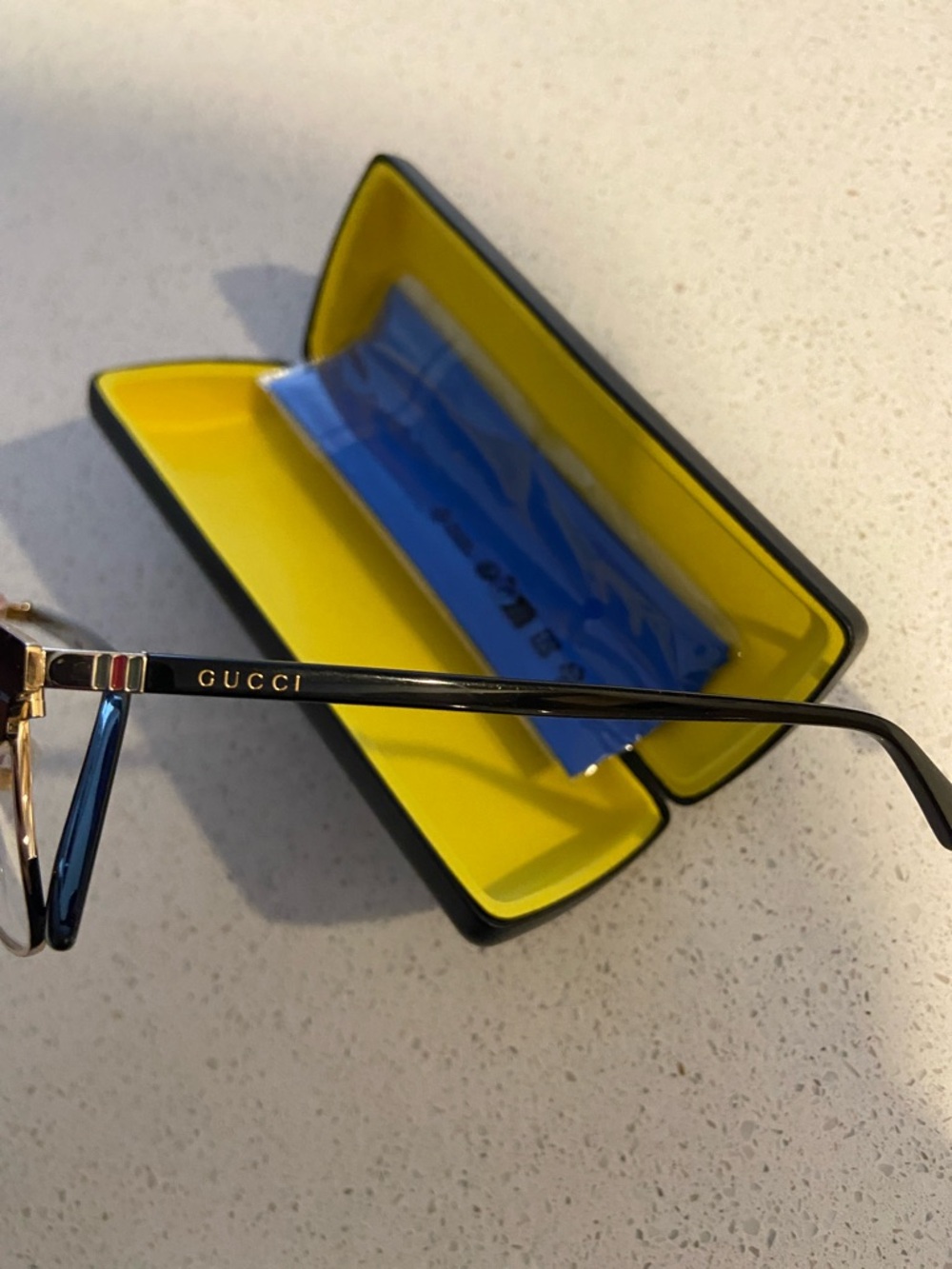 Gucci GG0130OZ 001 Elegant Black and Gold Eyewear - Picture 8 of 9